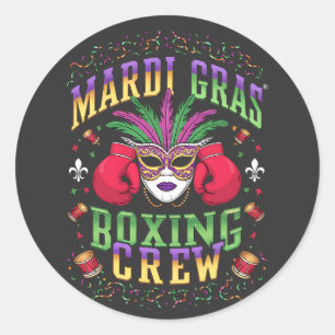Mardi Gras Festive mask, spirit of Boxing Crew Classic Round Sticker