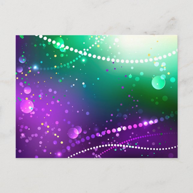 Mardi Gras Festive Purple Background Announcement Postcard (Front)