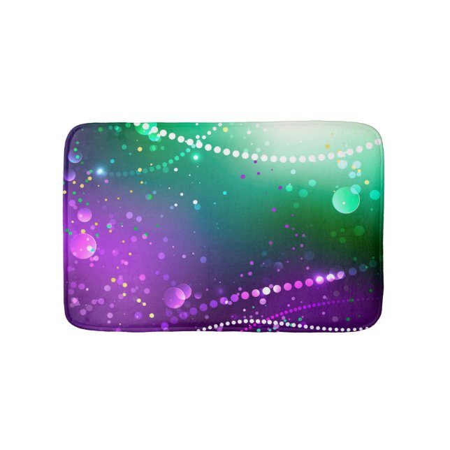 Mardi Gras Festive Purple Background Bath Mat (Front)