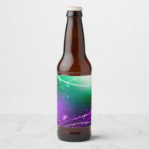 Mardi Gras Festive Purple Background Beer Bottle Label