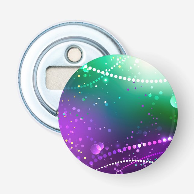 Mardi Gras Festive Purple Background Bottle Opener (Front)