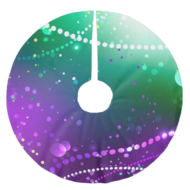 Mardi Gras Festive Purple Background Brushed Polyester Tree Skirt (Front)