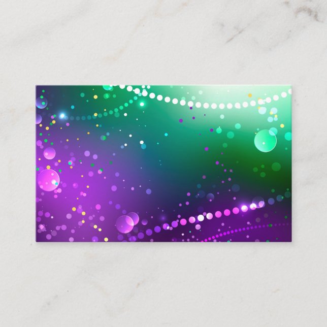Mardi Gras Festive Purple Background Business Card (Front)
