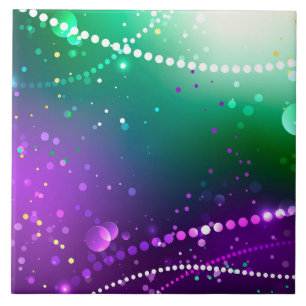 Mardi Gras Festive Purple Background Ceramic Tile