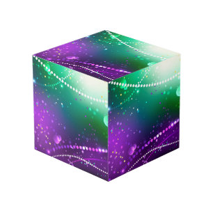 Mardi Gras Festive Purple Background Cube