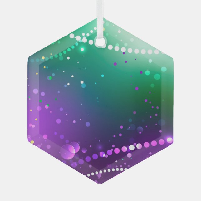 Mardi Gras Festive Purple Background Glass Tree Decoration (Front)