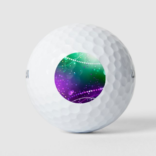 Mardi Gras Festive Purple Background Golf Balls (Front)