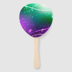 Mardi Gras Festive Purple Background Hand Fan