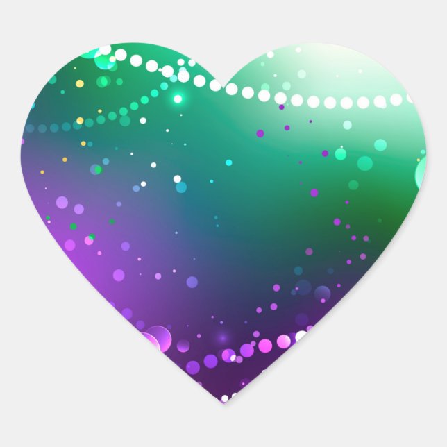 Mardi Gras Festive Purple Background Heart Sticker (Front)