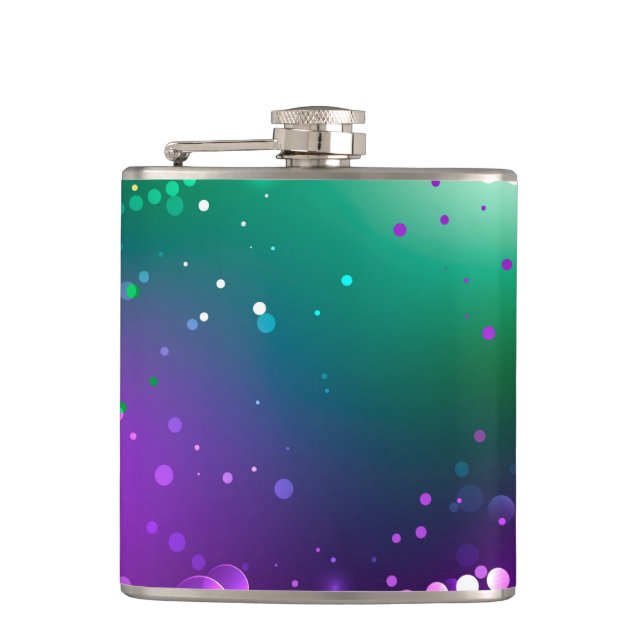 Mardi Gras Festive Purple Background Hip Flask (Front)