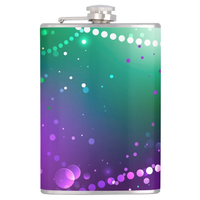 Mardi Gras Festive Purple Background Hip Flask (Front)