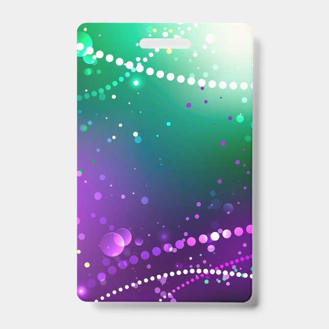 Mardi Gras Festive Purple Background ID Badge (Front)