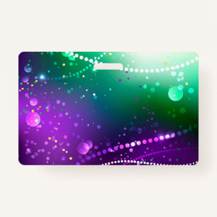 Mardi Gras Festive Purple Background ID Badge