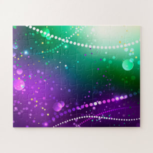 Mardi Gras Festive Purple Background Jigsaw Puzzle