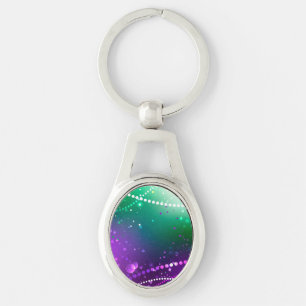 Mardi Gras Festive Purple Background Key Ring