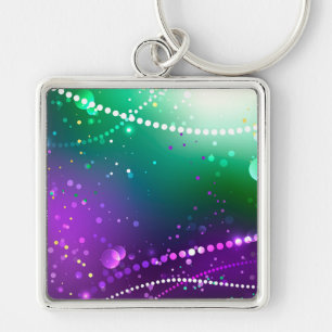 Mardi Gras Festive Purple Background Key Ring