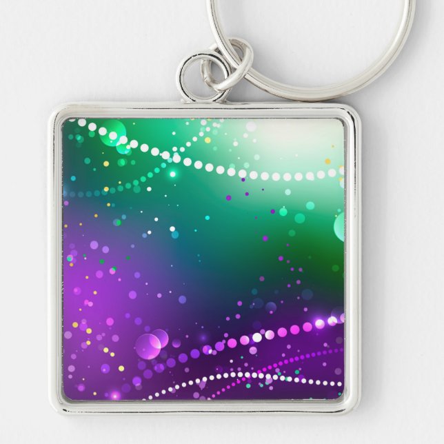 Mardi Gras Festive Purple Background Key Ring (Front)