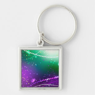 Mardi Gras Festive Purple Background Key Ring