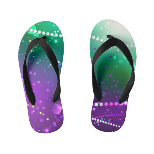 Mardi Gras Festive Purple Background Kid's Thongs