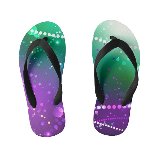 Mardi Gras Festive Purple Background Kid's Thongs (Footbed)