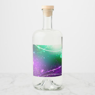 Mardi Gras Festive Purple Background Liquor Bottle Label