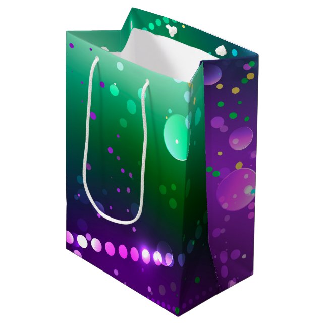 Mardi Gras Festive Purple Background Medium Gift Bag (Front Angled)