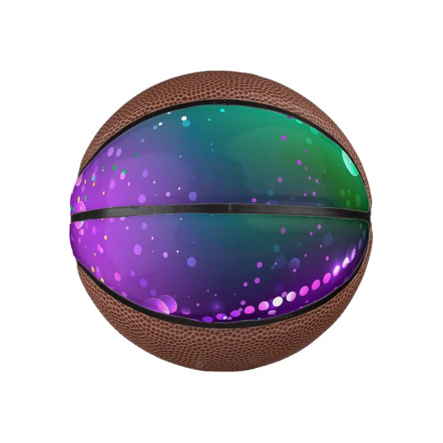 Mardi Gras Festive Purple Background Mini Basketball (Front)