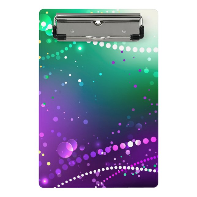 Mardi Gras Festive Purple Background Mini Clipboard (Front)