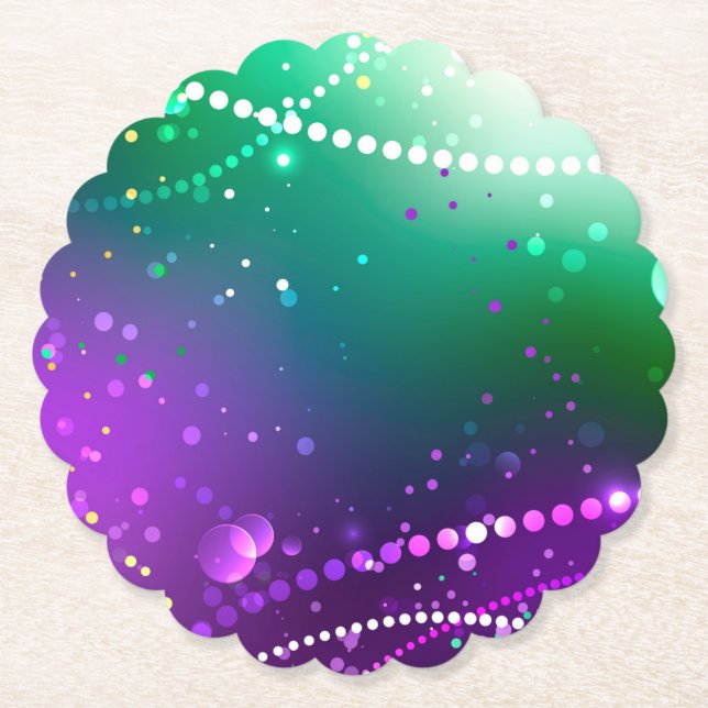 Mardi Gras Festive Purple Background Paper Coaster (Front)