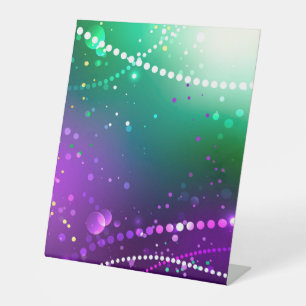 Mardi Gras Festive Purple Background Pedestal Sign