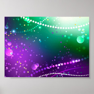 Mardi Gras Festive Purple Background Poster