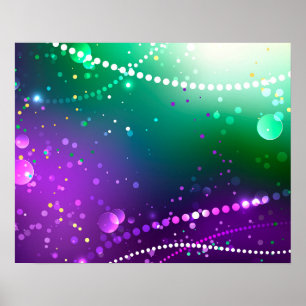 Mardi Gras Festive Purple Background Poster