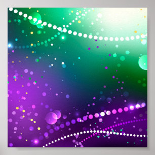 Mardi Gras Festive Purple Background Poster