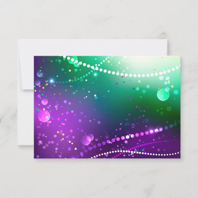 Mardi Gras Festive Purple Background RSVP Card (Front)