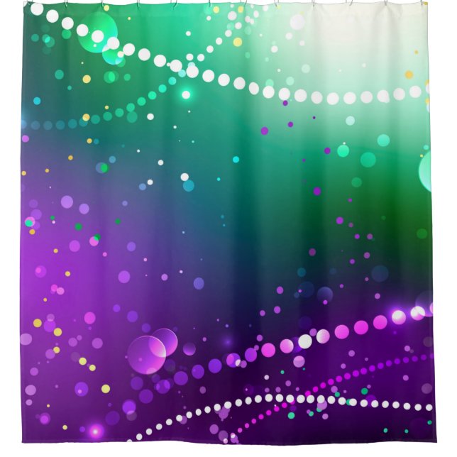Mardi Gras Festive Purple Background Shower Curtain (Front)