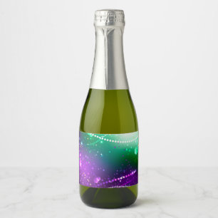Mardi Gras Festive Purple Background Sparkling Wine Label