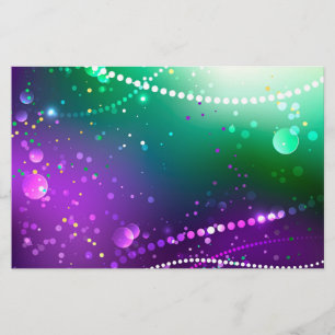 Mardi Gras Festive Purple Background Stationery