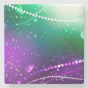 Mardi Gras Festive Purple Background Stone Coaster