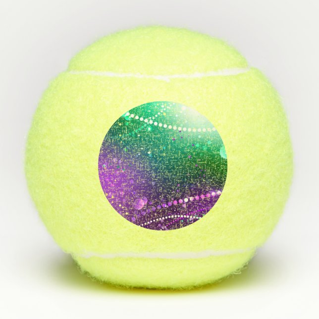 Mardi Gras Festive Purple Background Tennis Balls (Front)