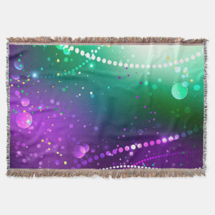 Mardi Gras Festive Purple Background Throw Blanket