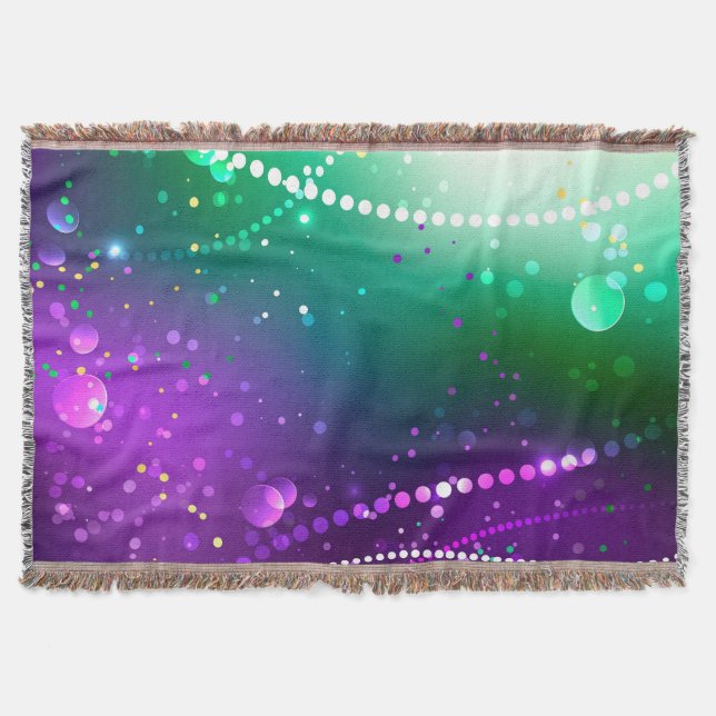 Mardi Gras Festive Purple Background Throw Blanket (Front)