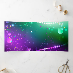 Mardi Gras Festive Purple Background Tri-Fold Card