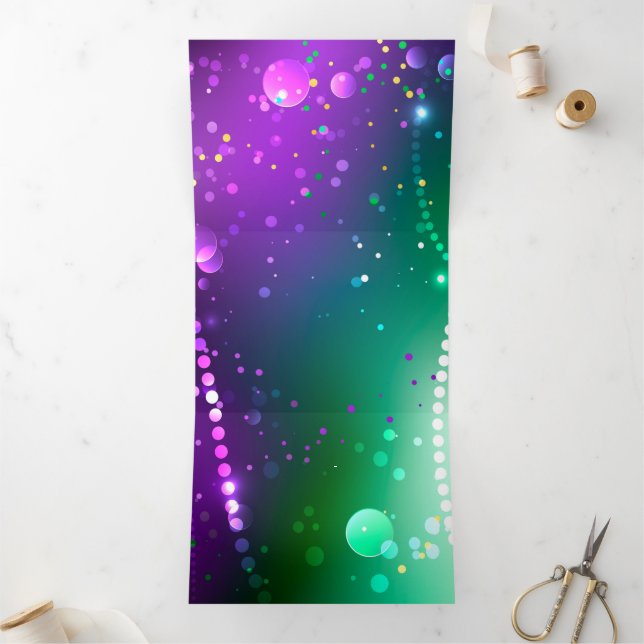 Mardi Gras Festive Purple Background Tri-Fold Programme (Inside)