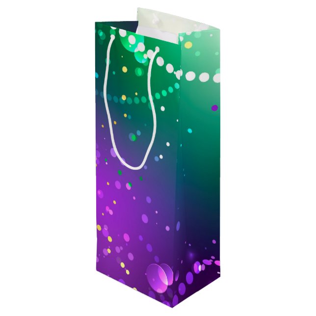Mardi Gras Festive Purple Background Wine Gift Bag (Back Angled)