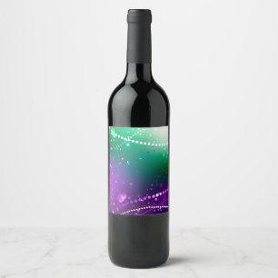 Mardi Gras Festive Purple Background Wine Label