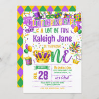 Mardi Gras First Birthday Invitation