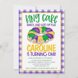 Mardi Gras First Birthday Invitation