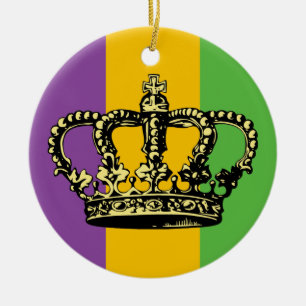 Mardi Gras Flag Crown Ceramic Tree Decoration