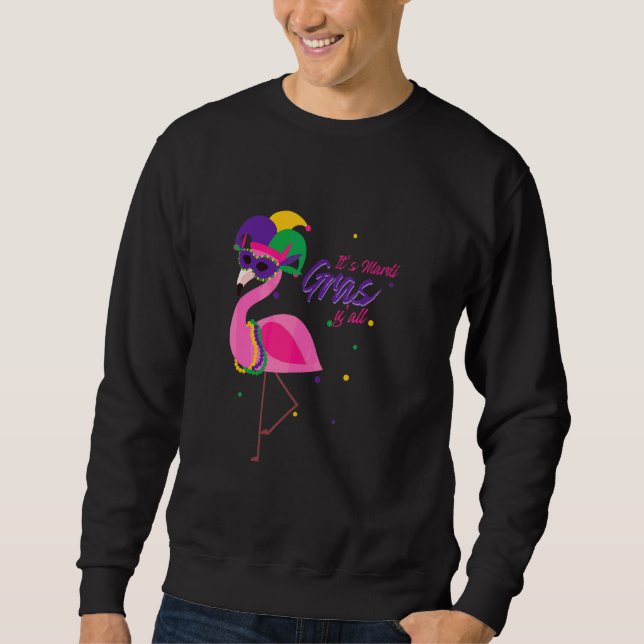 Mardi Gras Flamingo Bird Sweatshirt (Front)