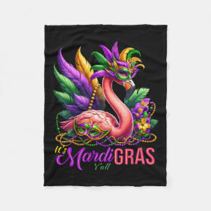 Mardi Gras Flamingo Hawaiian Tropical Party Men Wo Fleece Blanket